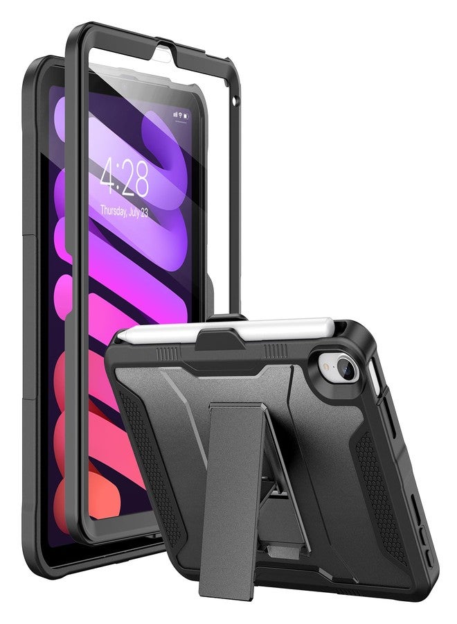 Soke Case for iPad mini 7 (A17 Pro) 2024/ Mini 6 2021 8.3 Inch,with Built-in Screen Protector and Kickstand, Rugged Full-Body Protective Cover for Apple iPad mini 7th/6th Generation - Black - Image 1